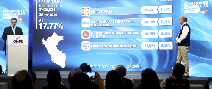 Jefe de ONPE emite primeros resultados oficiales de las elecciones 
