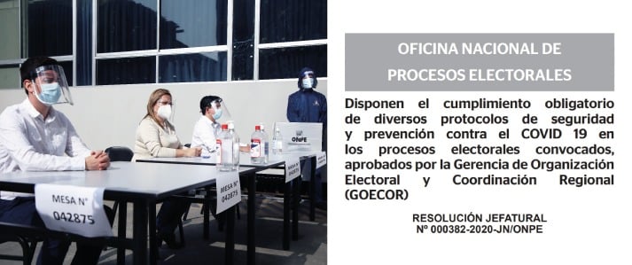 ONPE aprueba siete protocolos de seguridad y prevención contra el COVID-19